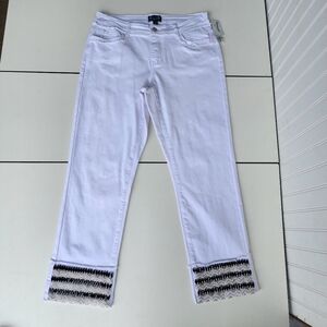 NWT $208 A.Z.I. Women’s Jeans White Beaded Embellishing Stretch Sz 10